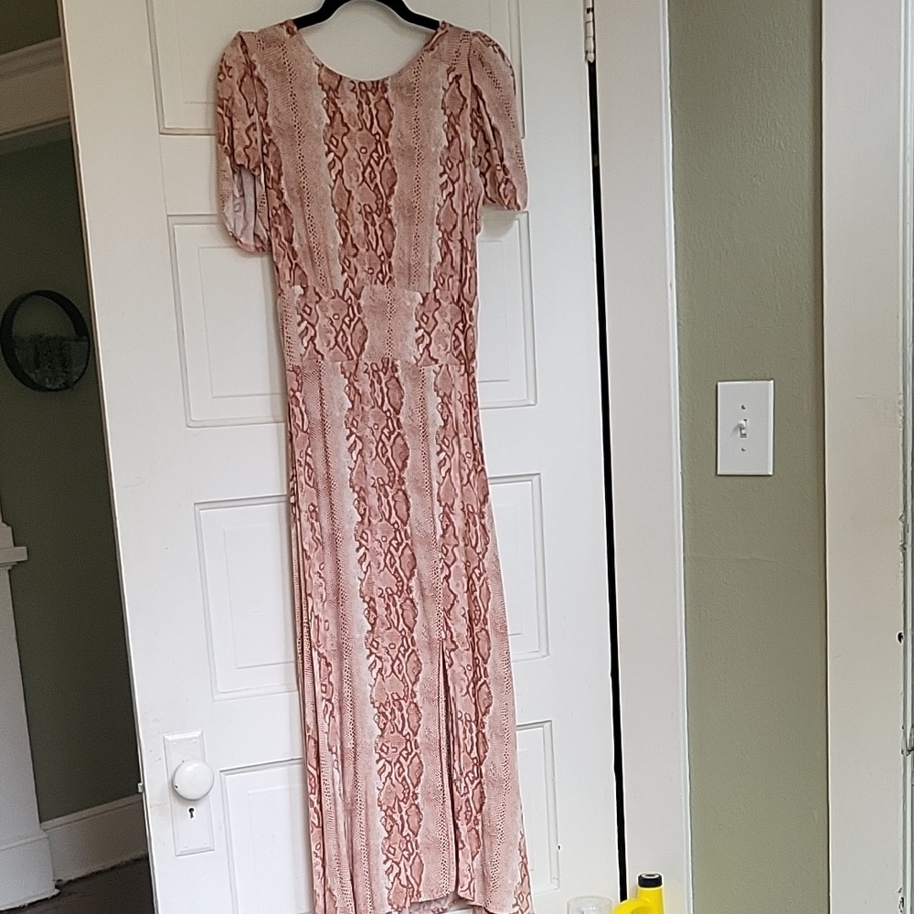 Snake Print Open Back Dress
